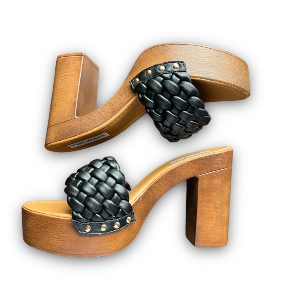 Steve Madden Amazed Chunky Heel Braided Strap Sz 8.5 - Picture 1 of 8